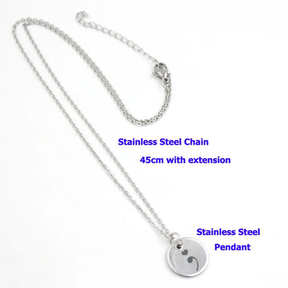 Semicolon Necklace Stainless Steel