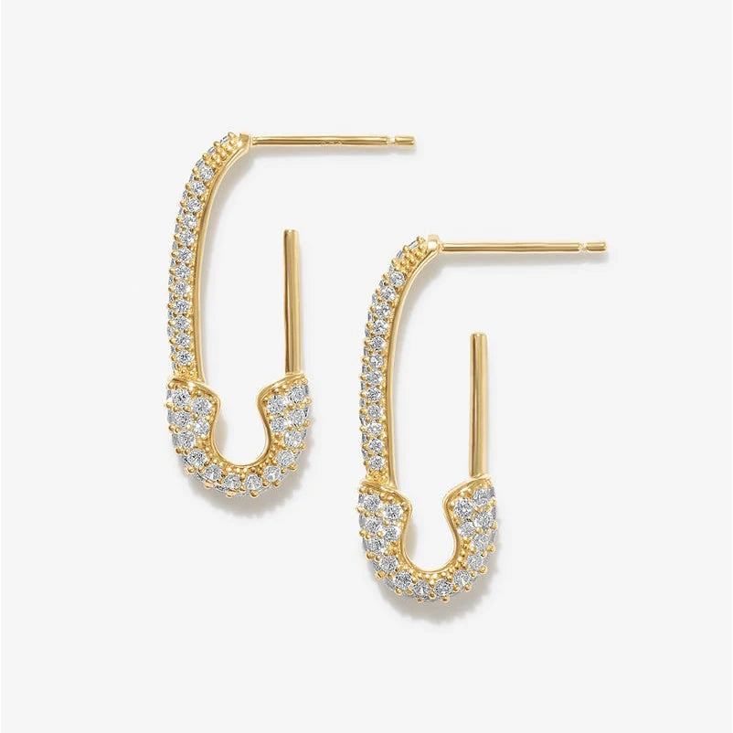 safety pin studs earrings for women