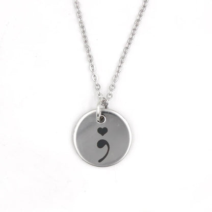 Semicolon Necklace Stainless Steel