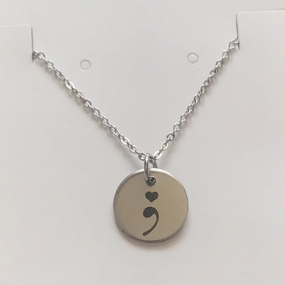 Semicolon Necklace Stainless Steel