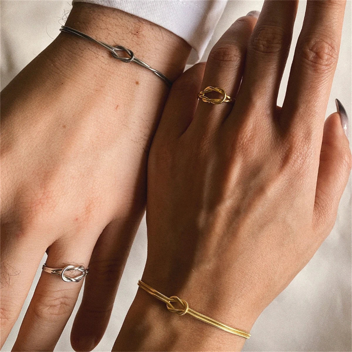 knot chain bracelet - plated with true gold timeless elegance: stainless steel